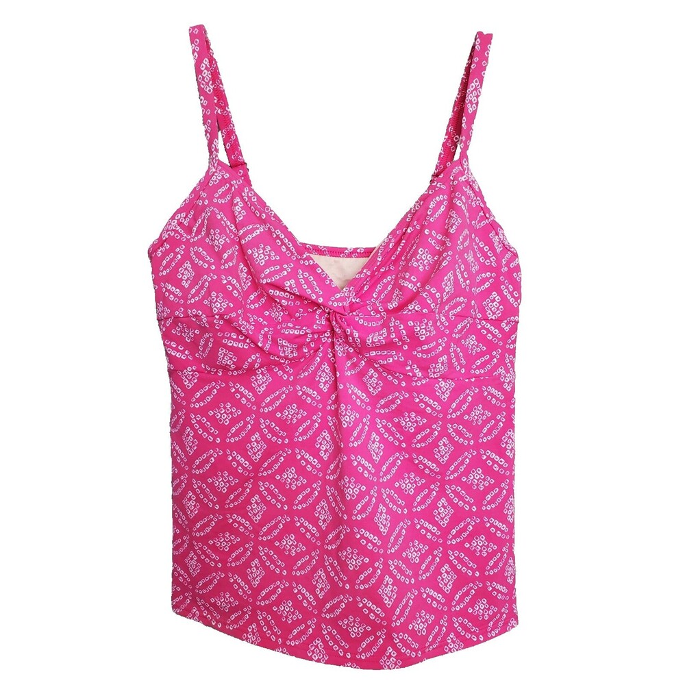 Lands' End Pink Geo Print Twist-Front Tankini Swim Top Size 10